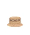 Jacquemus Le Bob Pesco Raffia Effect Bucket Hat In Nude