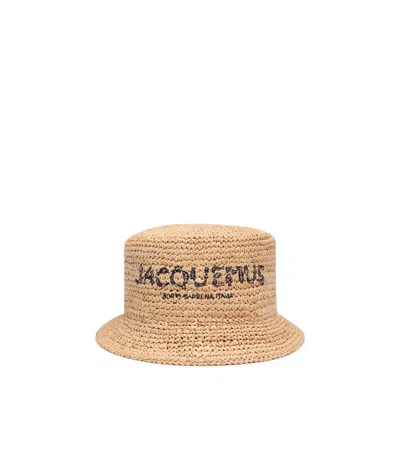 Jacquemus Le Bob Pesco Raffia Effect Bucket Hat In Natural