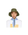 Jacquemus 'le Bob Artichaut' Green Hat With Logo On The Front In White