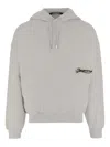 Jacquemus Hooded Sweater With Drawstring And Ribbed Finish In Gray