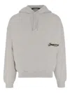 Jacquemus Hooded Sweater With Drawstring And Ribbed Finish In Gray