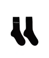 Jacquemus Logo-jacquard Ribbed Cotton-blend Socks In Black