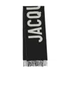 Jacquemus Logo Jacquard Fringed Edge Scarf In Black