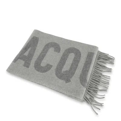 JACQUEMUS LOGO JACQUARD FRINGED EDGE SCARF