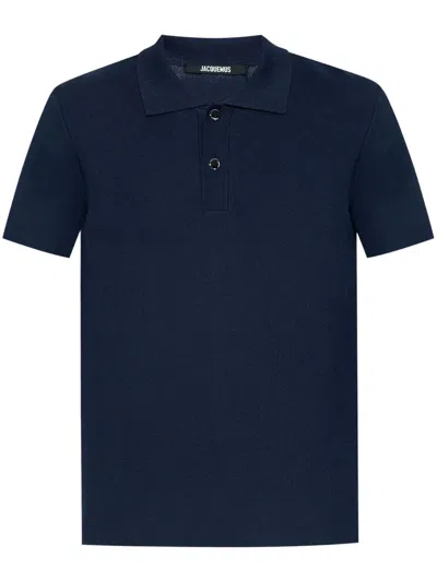 Jacquemus Logo-jacquard Polo Shirt In Blue