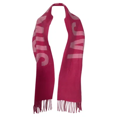 Jacquemus Logo Jacquard Scarf In Pink Wool