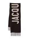 Jacquemus Logo-jacquard Wool Scarf In Brown