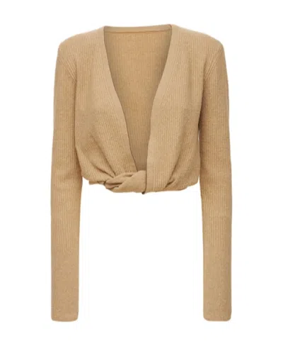 Jacquemus Logo Knitted Cardigan In Brown