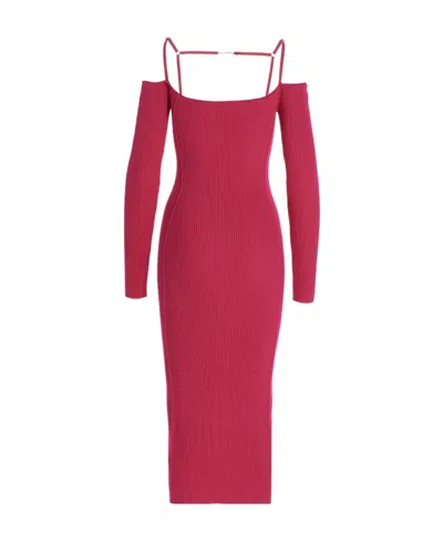 Jacquemus Logo Knitted Dress In Red