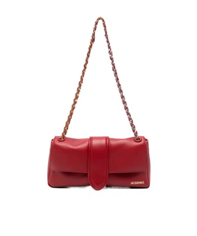 Jacquemus Logo Lettering Bambino Chaine Shoulder Bag In Red