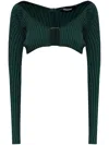 Jacquemus Logo-plaque Long-sleeved Cardigan In Green