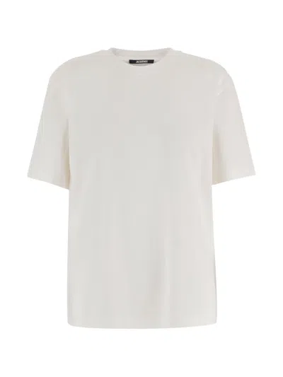 Jacquemus Logo-lettering Crew-neck T-shirt In Neutral
