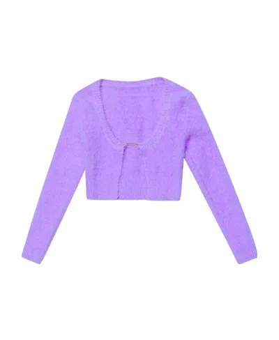 Jacquemus Logo-lettering Cropped Cardigan In Purple