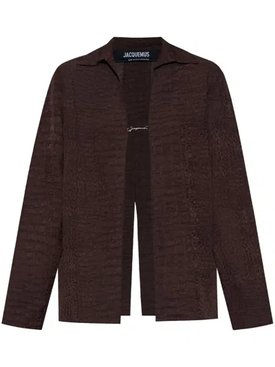 Jacquemus Logo-lettering Shirt In Brown