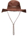 Jacquemus Mens Brown Le Bob Artichaut Logo-plaque Cotton Bucket Hat In Multicolor