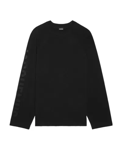 Jacquemus Top Le Sweatshirt Typo With Print In Black