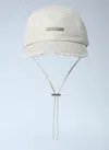 Jacquemus 'le Casquette Artichaut' White Baseball Cap With Drawstring In White