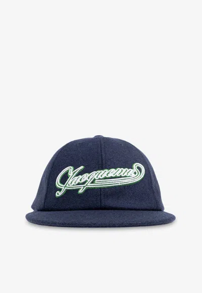 JACQUEMUS LOGO PATCH BASEBALL CAP IN WOOL-BLEND