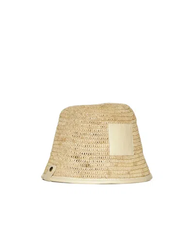 Jacquemus Logo Patch Bucket Hat In Neutral
