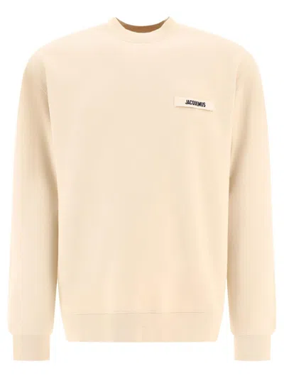 Jacquemus Logo Patch Crewneck Sweatshirt In Beige