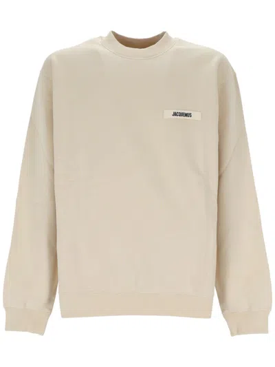 Jacquemus Le Sweatshirt Gros Grain Cotton Sweatshirt In Beige