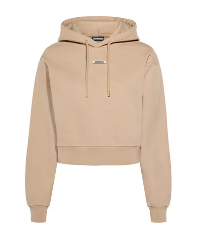 Jacquemus Le Gros Grain Cotton Hoodie In Brown