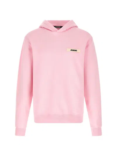 Jacquemus Logo-patch Dropped-shoulders Hoodie In Pink