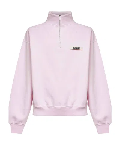 Jacquemus Logo Patch High-neck Sweatshirt In Pink