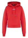 Jacquemus Cropped Hooded Drawstring Top In Red