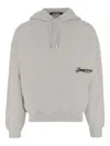 Jacquemus Hooded Sweater With Drawstring And Ribbed Finish In Gray