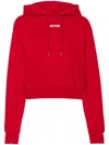 Jacquemus Cropped Hooded Drawstring Top In Red