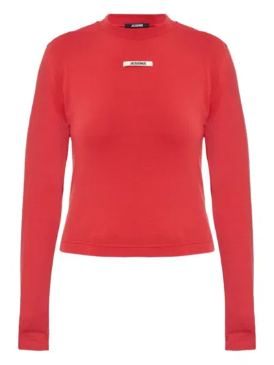 Jacquemus Logo-patch Long-sleeve T-shirt In Red