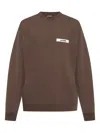 Jacquemus Basic Crew Neck T-shirt With Long Sleeves In Brown