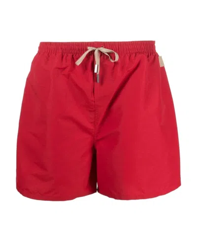 Jacquemus Logo Patch Swim Shorts In Red