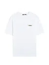Jacquemus Le T-shirt Gros Grain White T-shirt With Logo Patch On The Front In Cotton Man In White