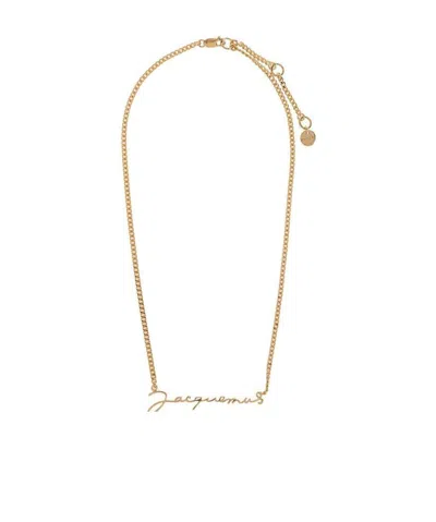 Jacquemus Logo Pendant Necklace In Yellow