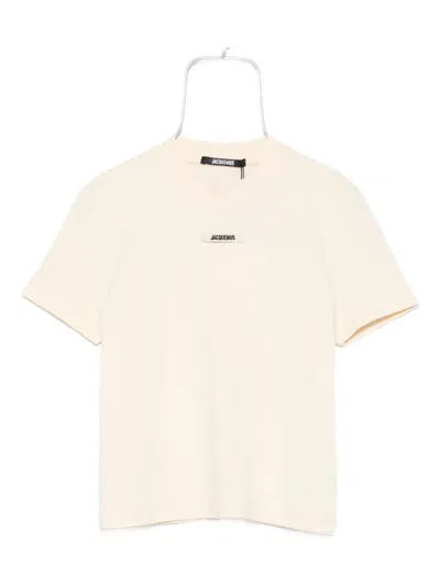 Jacquemus Logo-plaque Cotton T-shirt In Neutral