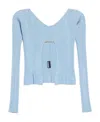 Jacquemus Logo Plaque Knitted Cardigan In Blue