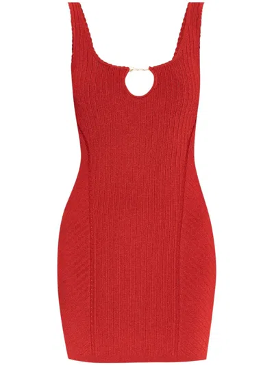 Jacquemus La Mini Robe Sierra Ribbed-knit Minidress In Red