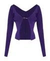 Jacquemus Logo Plaque Long-sleeved Cardigan In Blue