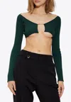 Jacquemus Logo-plaque Long-sleeved Cardigan In Green