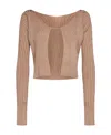 Jacquemus Logo Plaque Long-sleeved Cardigan In Nude