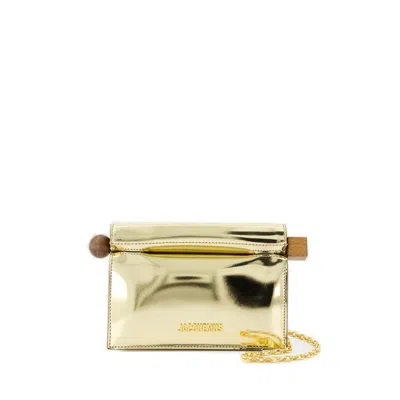 Jacquemus Beige La Pochette Rond Carr Clutch Bag In Gold