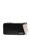 Jacquemus Horizontal Calf Leather Crossbody Shoulder Bag In Black