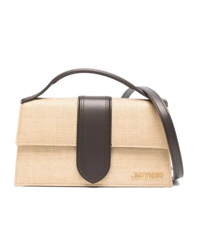 JACQUEMUS JACQUEMUS LOGO PLAQUE WOVEN TOP HANDLE BAG