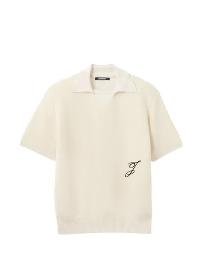 Jacquemus Double-collar Knit Polo Shirt In White