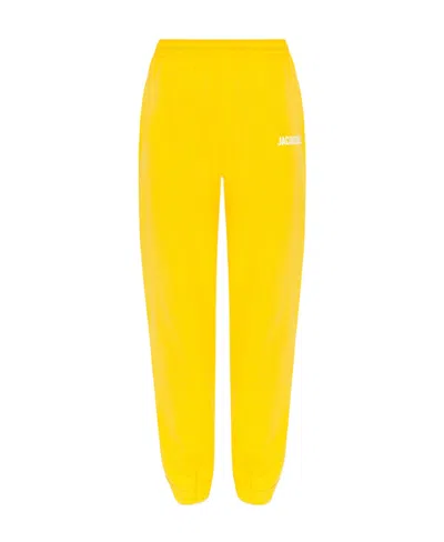 Jacquemus Logo Print Elasticated Waistband Track Trousers In Yellow