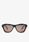 Jacquemus Logo Print Round Sunglasses In Gray