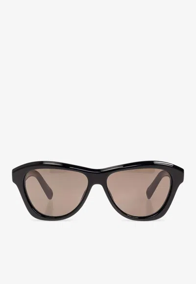 Jacquemus Logo Print Round Sunglasses In Gray