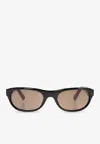 Jacquemus Logo Print Round Sunglasses In Gray